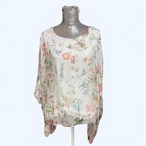 Vintage Viola Borghi Silk Floral Boho Top Large Made in Italy Y2K Cottagecore